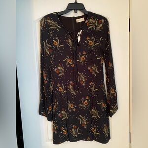 Altar’d state size small navy long sleeve dress with tie front floral design NWT